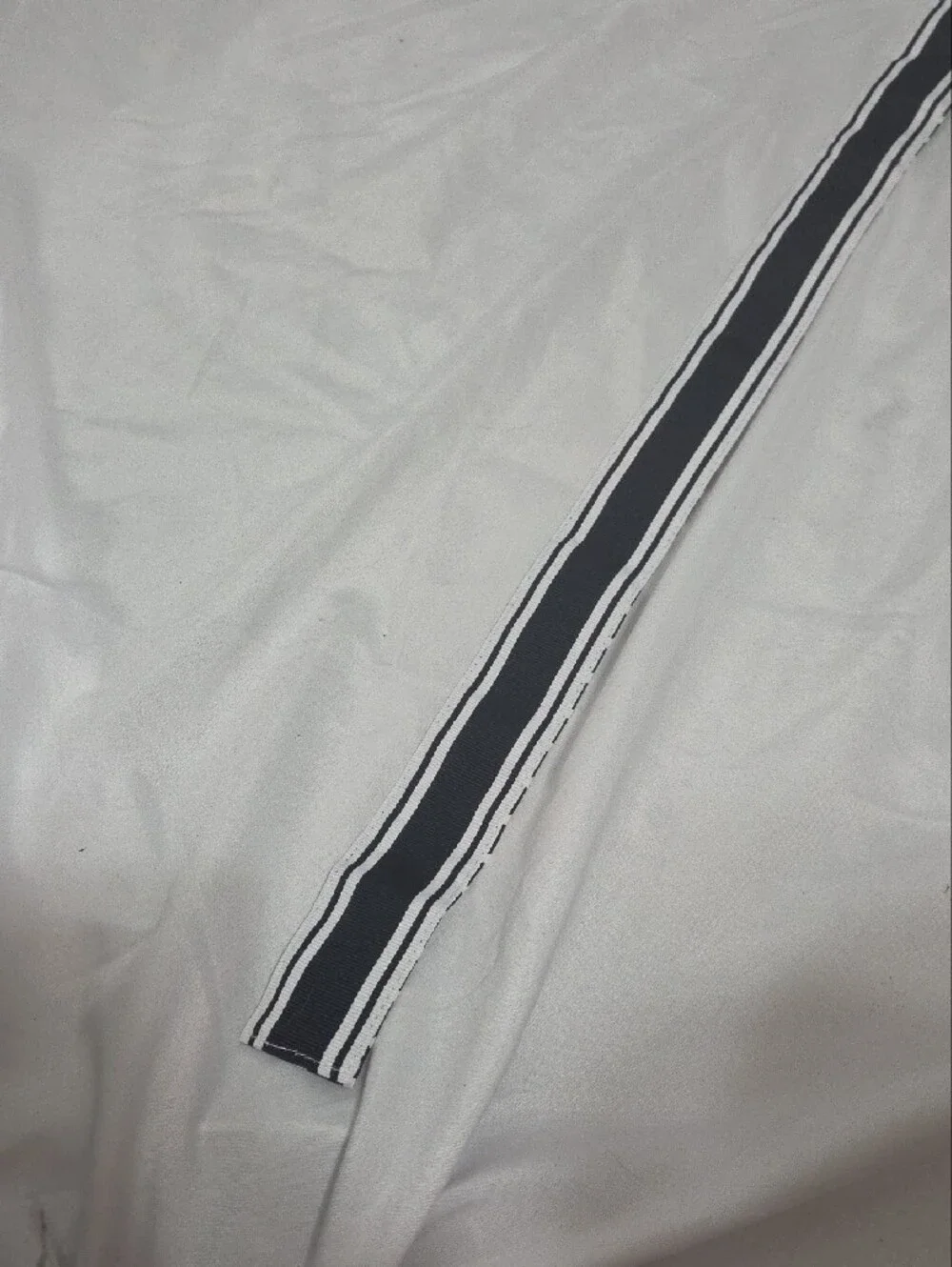 Striped Navy Blue & White Adjustable Belt Gold Slide Buckle, Waist Size 28-42